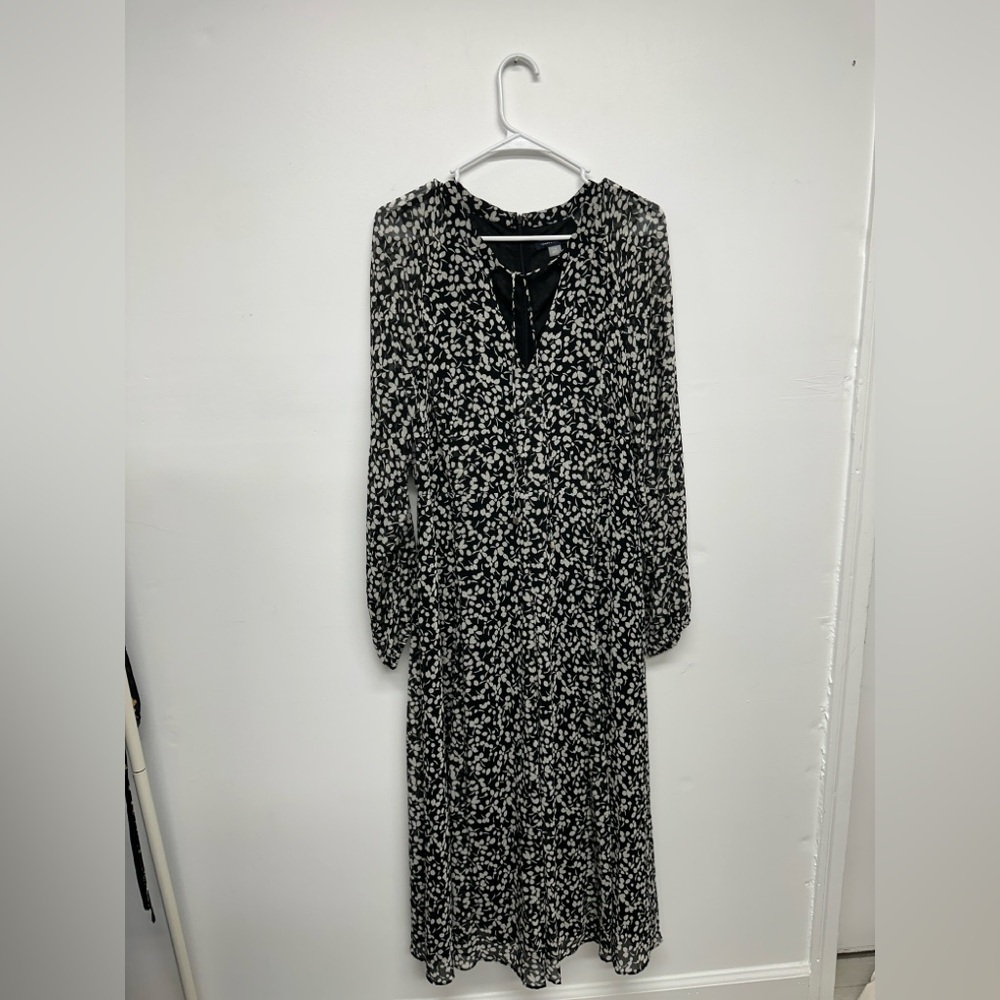 Tommy Hilfiger Women's Black Floral-Print A-Line Dress Size 14 - Picture 4 of 10